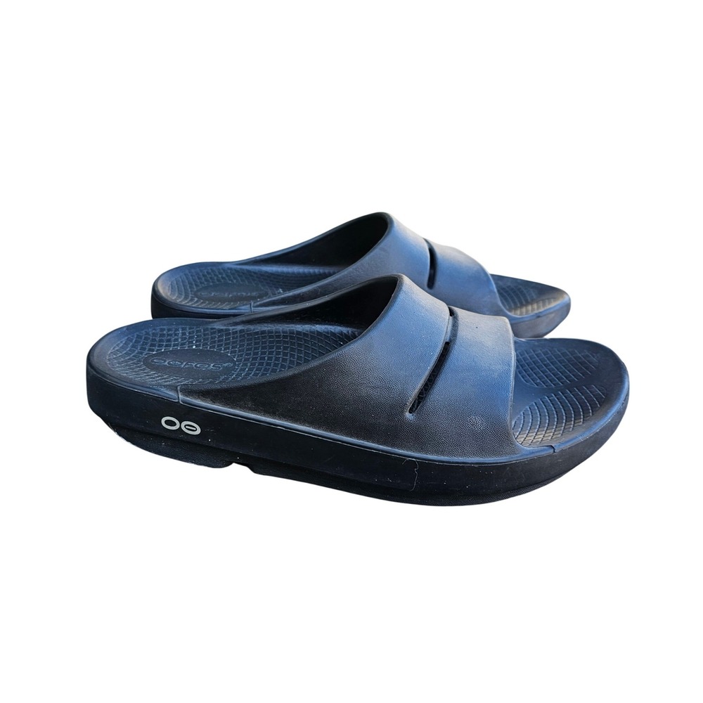 Oofos OOahh Recovery Slides Unisex Men 6 Women 8 Black Foam Sandals Comfort Gym